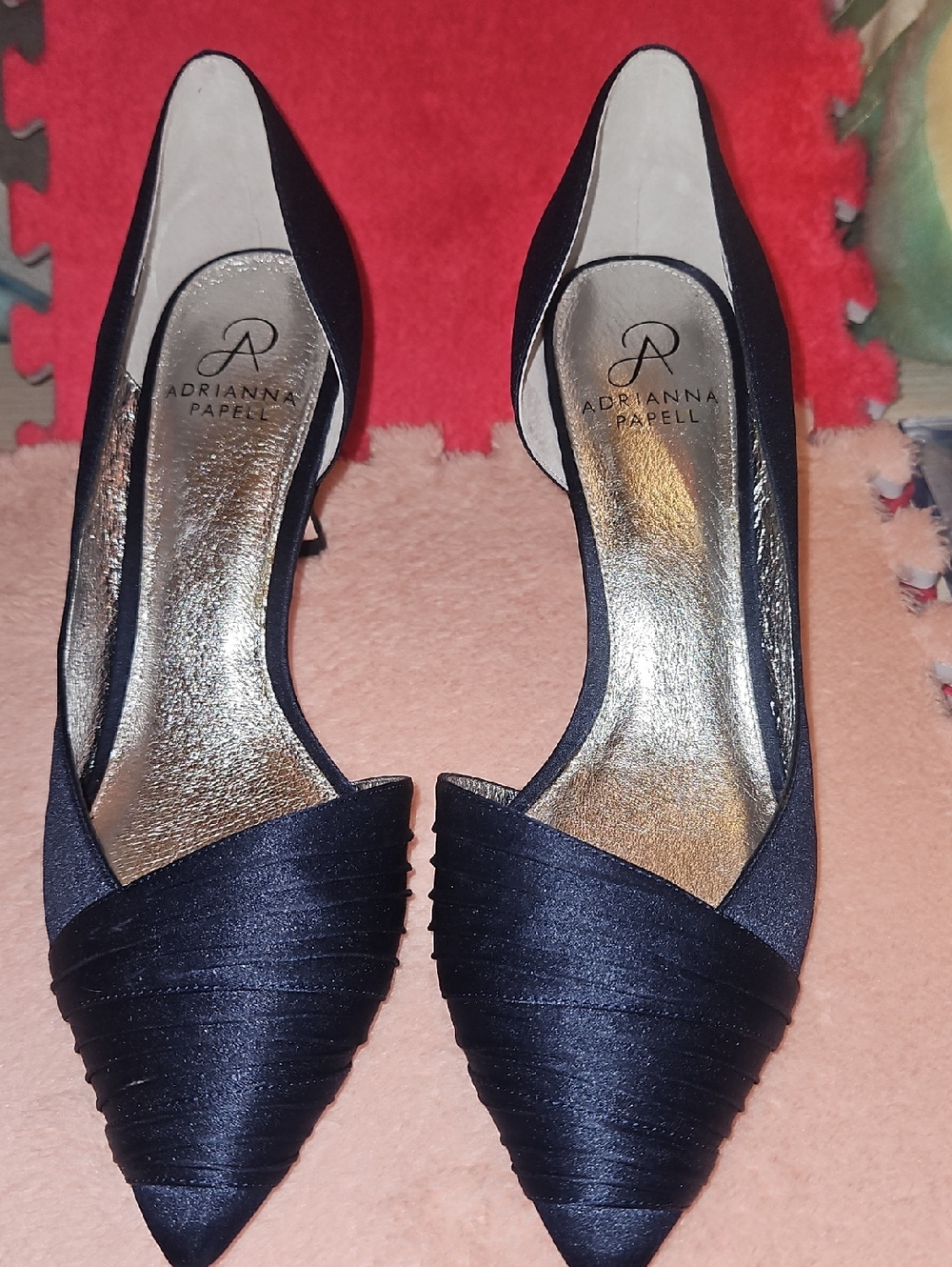Adrianna Papell Navy Satin Pointed Toe Heels